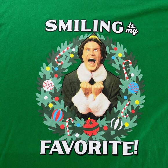NWT Elf "Smiling is my Favorite!" Green Graphic T-Shirt Size XL ELF the Movie - Picture 3 of 7